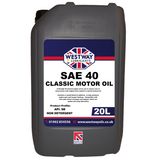 SAE 40 Engine Oil Classic Non Detergent Mineral Oil API SB