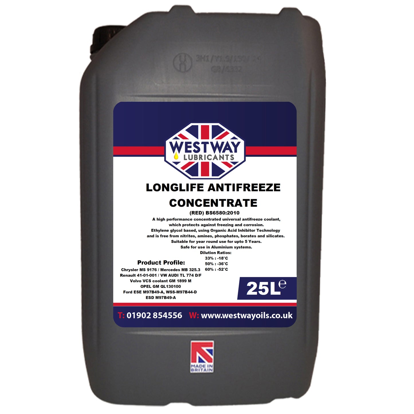 Antifreeze Longlife Red / Pink Concentrate 5 Year BS6580:2010