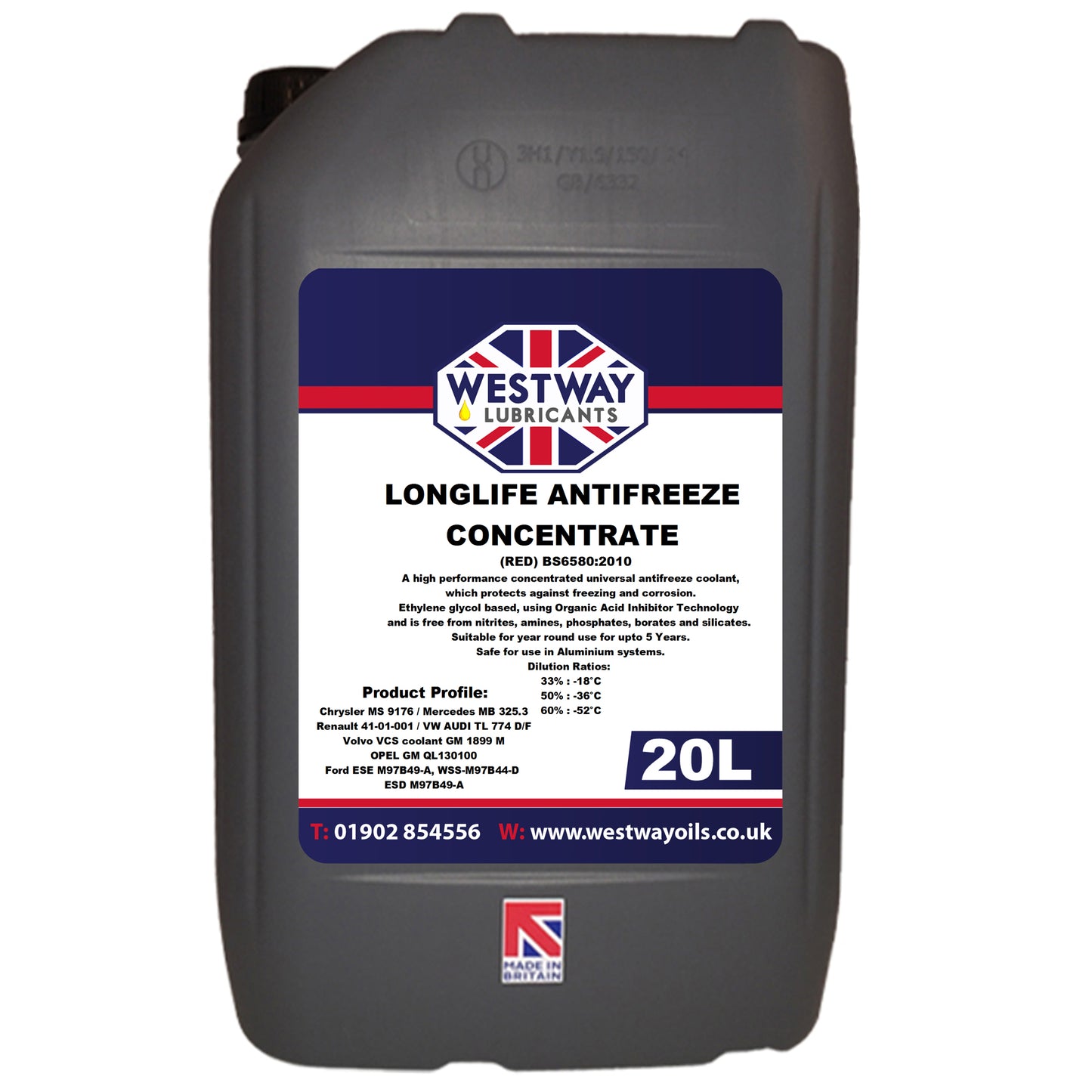 Antifreeze Longlife Red / Pink Concentrate 5 Year BS6580:2010