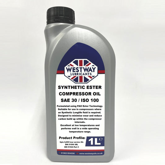 Compressor Oil ISO 100 - SAE 30 Synthetic PAO 8000 Hours