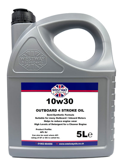 Westway 10w30 outboard 4 stroke oil container on a white background