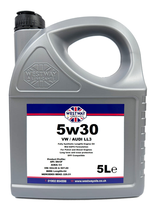 5w30 Fully Synthetic VW 504 / 507 C3 Mid SAPS Engine Oil