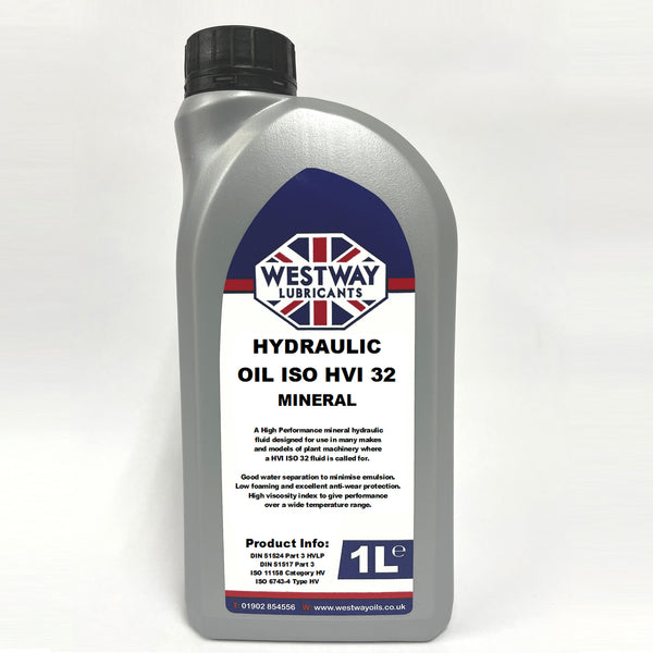 Hydraulic Oil ISO HVI 32 High Viscosity Index Mineral Oil Westway Oils
