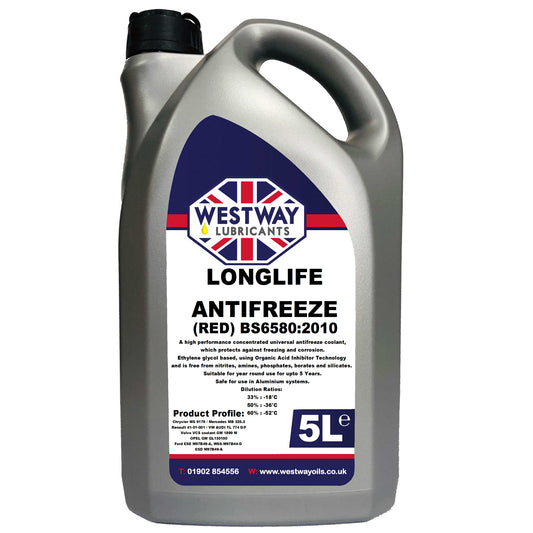 Antifreeze Longlife Red / Pink Concentrate 5 Year BS6580:2010